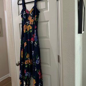 Anthropologie Blue Floral Flowy Midi Dress Size 2